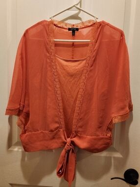 Apt. 9 Coral Tie-Front Sheer Kimono Top and Matching Tank Top. *899.6